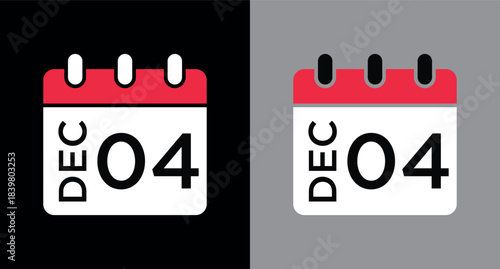 calendar - December 4 icon illustration isolated vector sign symbol