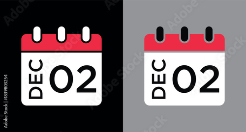 calendar - December 2 icon illustration isolated vector sign symbol
