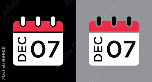 calendar - December 7 icon illustration isolated vector sign symbol