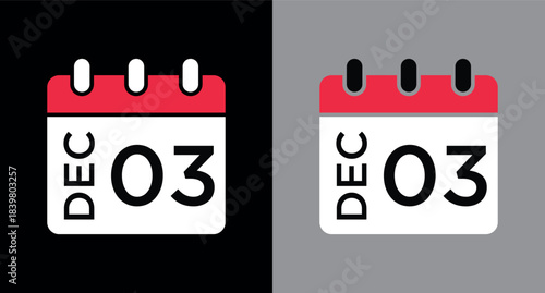 calendar - December 3 icon illustration isolated vector sign symbol