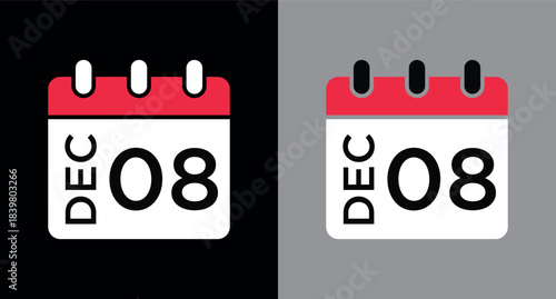 calendar - December 8 icon illustration isolated vector sign symbol