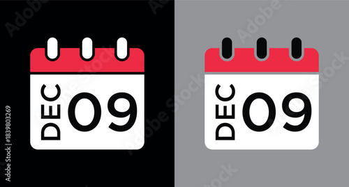 calendar - December 9 icon illustration isolated vector sign symbol