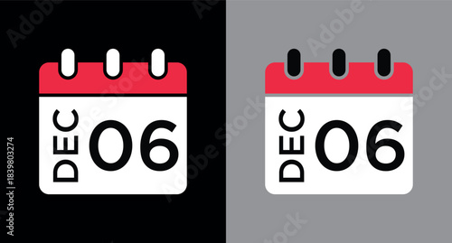 calendar - December 6 icon illustration isolated vector sign symbol
