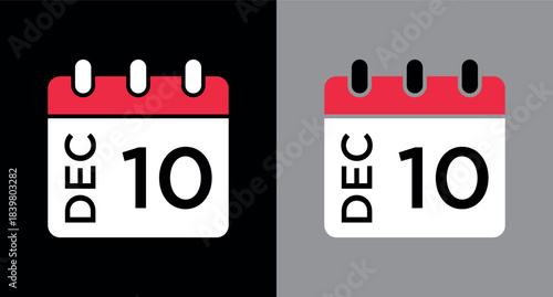 calendar - December 10 icon illustration isolated vector sign symbol