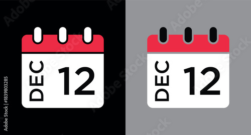 calendar - December 12 icon illustration isolated vector sign symbol
