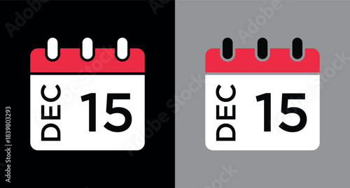 calendar - December 15 icon illustration isolated vector sign symbol