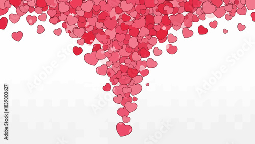 Falling Pink and Red Hearts Overflowing Against a Subtle Background