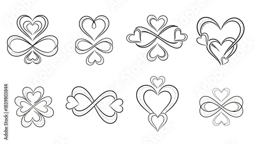 Elegant Heart and Infinity Symbol Vector Designs for Romantic and Timeless Themes
