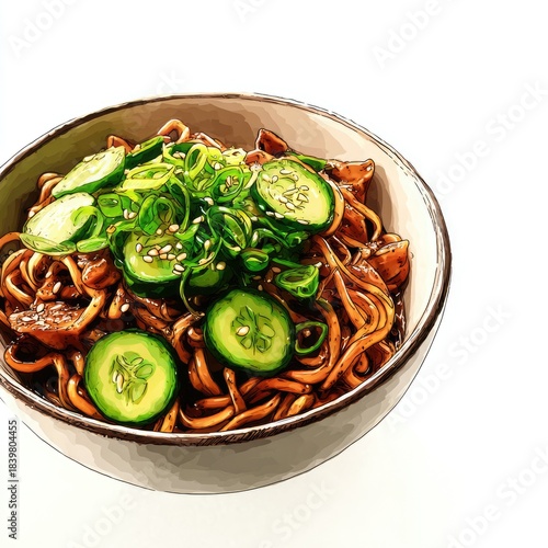 Vibrant bowl of noodles with vegetables