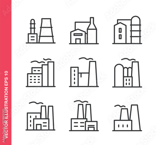 Factory icon. Outline icons collection. Editable stroke.