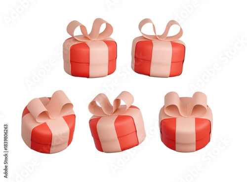3d gift box set isolated
