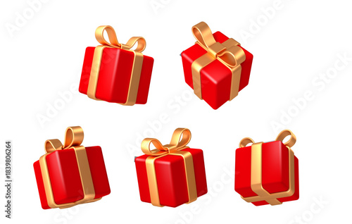 3d gift box set isolated