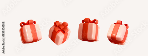 3d gift box set isolated