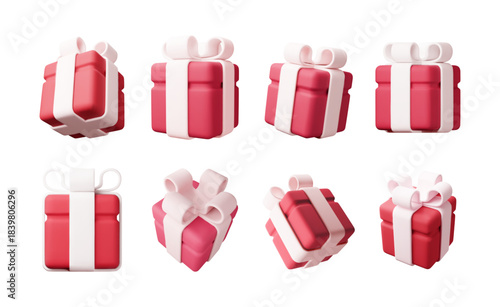 3d gift box set isolated