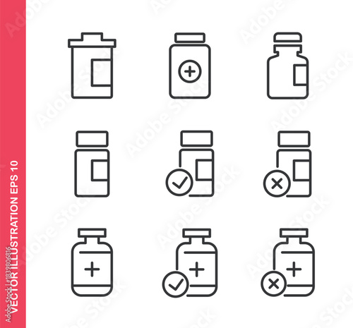 Drug icon. Outline icons collection. Editable stroke.