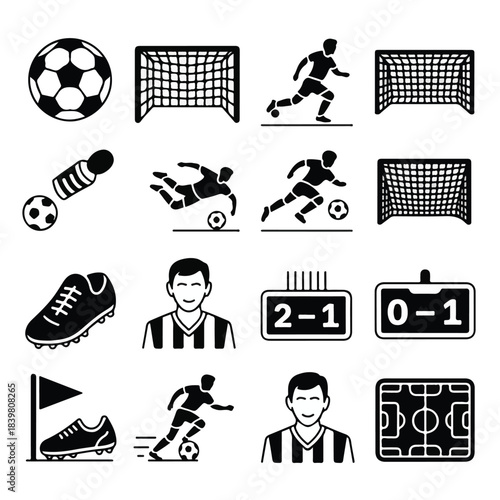 Soccer Match Solid Icon Set