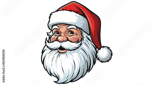 Festive Cheer: A cheerful Santa Claus illustration, ideal for holiday themes, with a jolly expression and iconic red hat and white beard.