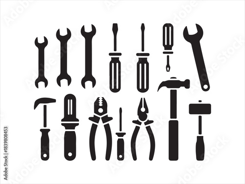 Vector tools collection. Tool icon set. Working tools. Tool kit icons. Working tools set