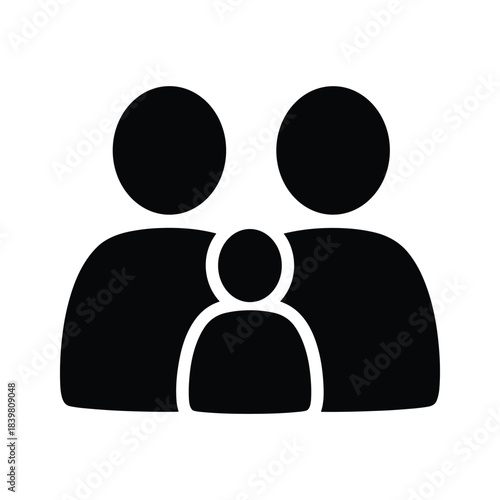 User group sign two adults and single kid pictogram avatar set simple representation of a small three person community