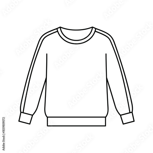 Long sleeved sweatshirt with stripes line art icon vector illustration of casual athletic apparel