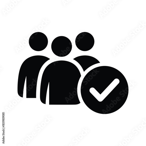 Approved team icon showing group of users with confirmation checkmark indicating successful selection or verification