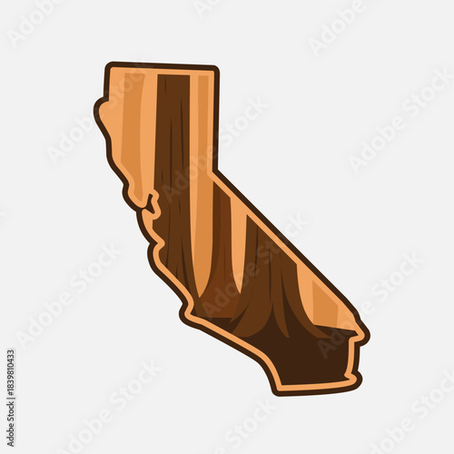 Redwood Threes with California Map Frame Perfect for Print, Apparel, etc
