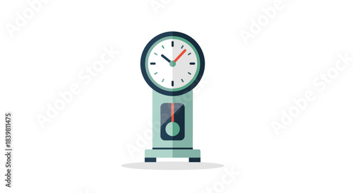 Classic grandfather clock with pendulum and analog dial showing time