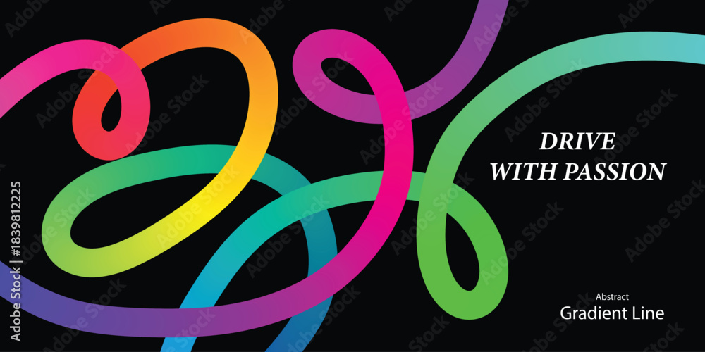 Fototapeta premium Colorful abstract light trails with motivational text overlay vector illustration