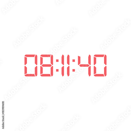 LED digital clock number for counter or calculator mockup design