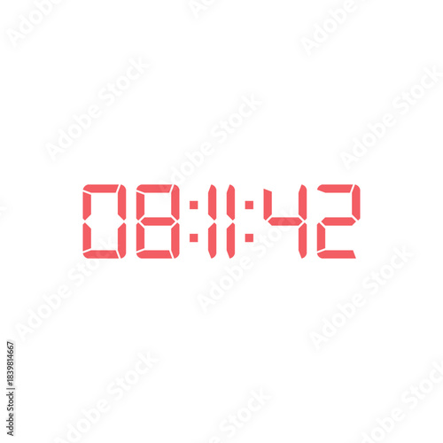 LED digital clock number for counter or calculator mockup design