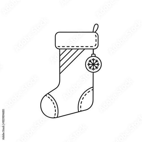 set icon of outline chrismast vector.