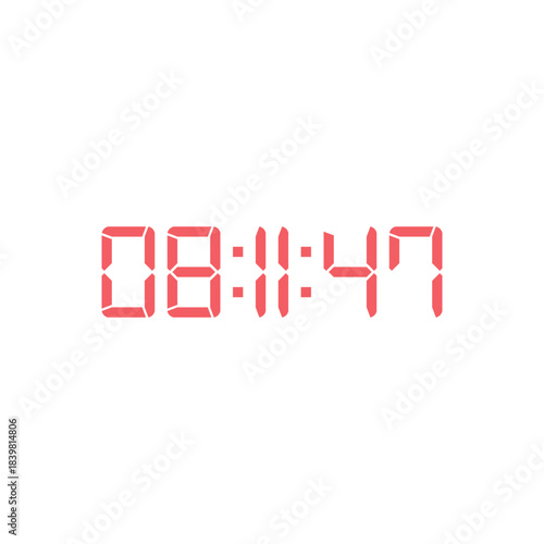 LED digital clock number for counter or calculator mockup design