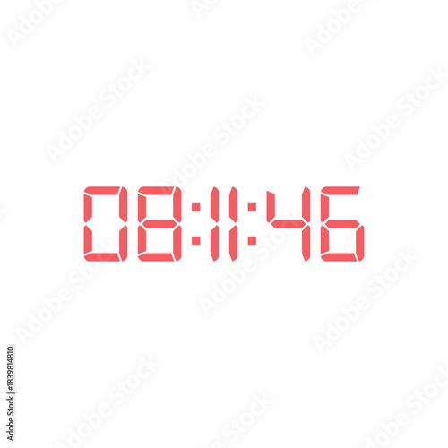 LED digital clock number for counter or calculator mockup design