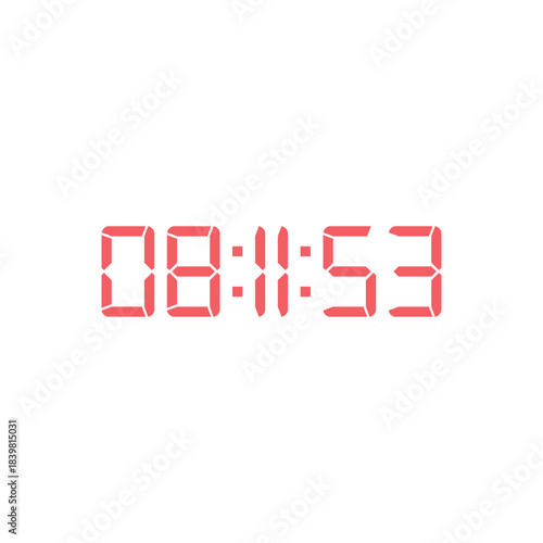 LED digital clock number for counter or calculator mockup design