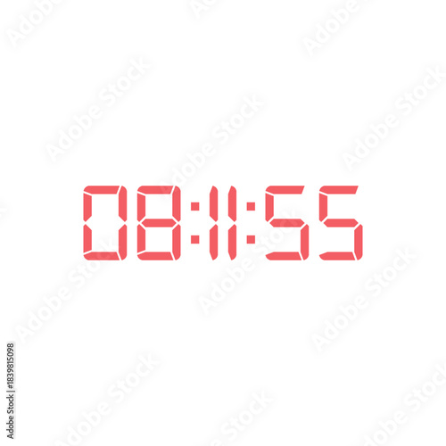 LED digital clock number for counter or calculator mockup design