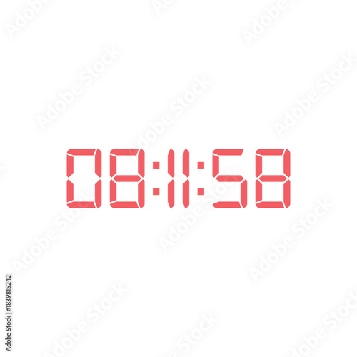 LED digital clock number for counter or calculator mockup design