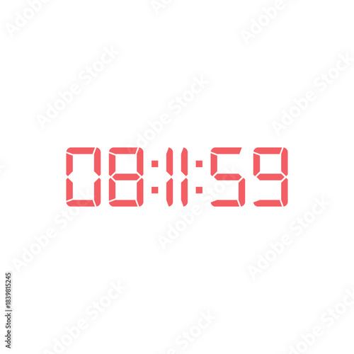 LED digital clock number for counter or calculator mockup design