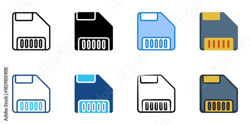 Memory card icon set multiple style vector collection. Editable Stroke 
