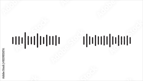 icon set Podcast sound waves and audio sound waves from voice message recordings, vector icons. Music player sound waves and mobile phone voice message sound waves.
