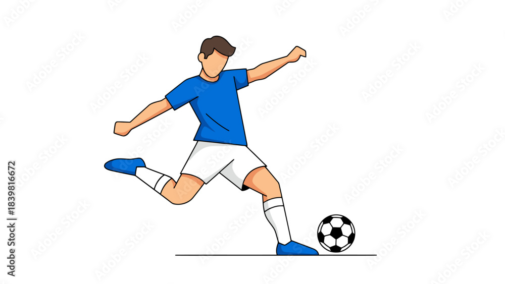 Obraz premium Dynamic Athlete Kicking a Ball in Action Sports Illustration