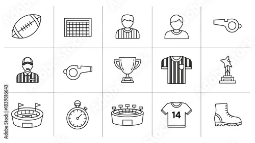 Collection of Sports Icons Action Competition and Victory Symbols