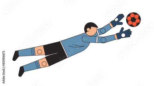 Goalkeeper Diving to Save Incoming Soccer Ball Game Action