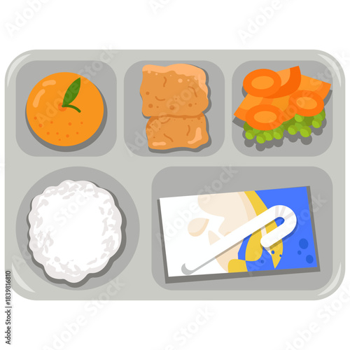 School Lunch Tray Food Illustration