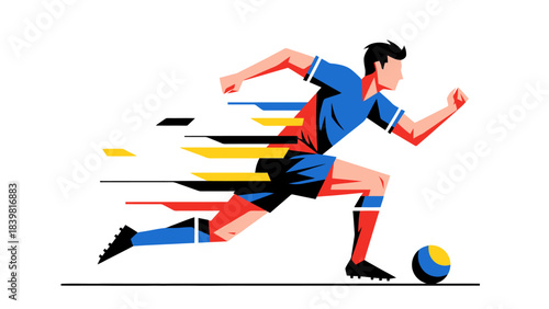 Dynamic Athlete Running with Ball Sports Action Speed and Agility Concept Illustration