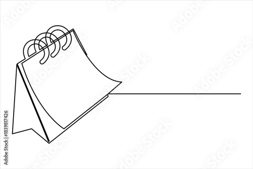 Table calendar continuous one line art drawing of design and happy new years icon vector illustration memorable moment