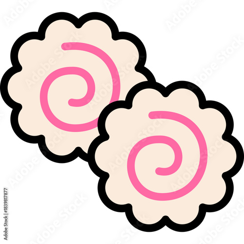 Illustration of Narutomaki Fish Cakes In Filled Line 
