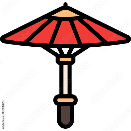 Traditional Ethnic Umbrella Icon in FIlled Line
