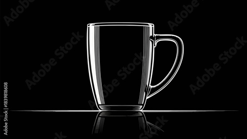 Clean Minimalist Mug Silhouette Vector - Simple Modern Cup Icon Design for Coffee or Tea Beverages
