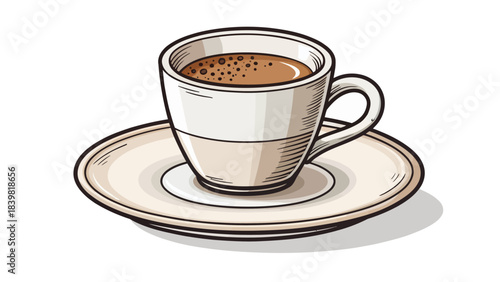 Classic Espresso Cup Silhouette Vector Icon, Tiny Demitasse Style for Cafe Menus