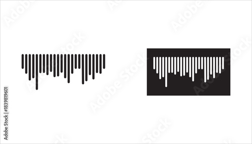 icon set Podcast sound waves and audio sound waves from voice message recordings, vector icons. Music player sound waves and mobile phone voice message sound waves.
